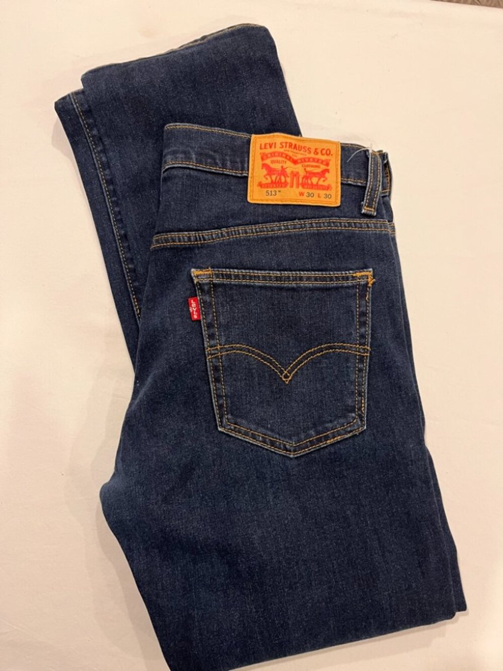 Levis 513 Slim Straight Jeans Mens 30x30 Dark Wash Blue Stretch Denim 08513-0045